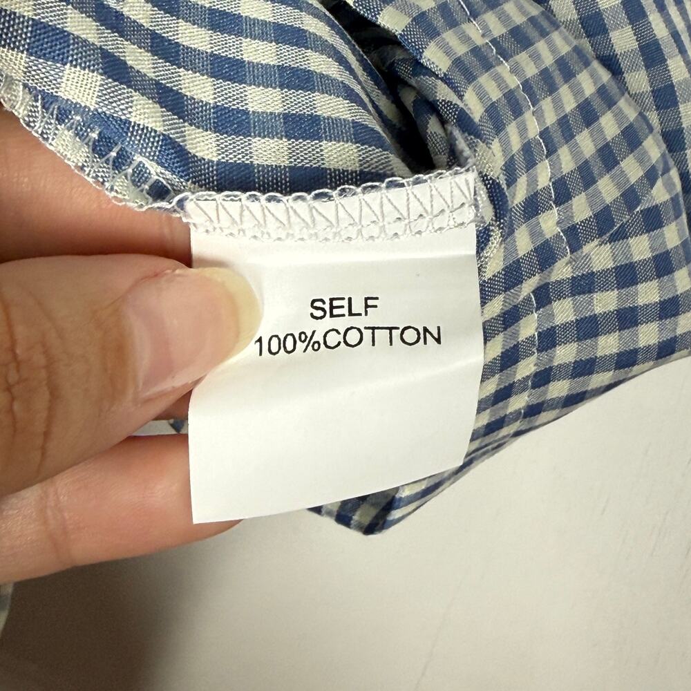 Tulip B Women’s Small Blue White Gingham Sleeveless Blouse Ruffle Mock Neck NWT - Picture 8 of 8